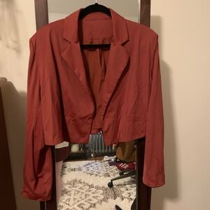 Halara Women's Cropped Jacket in Rust Red
